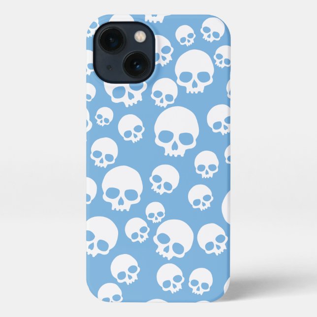 Funda Para iPhone Patrón de Skulls aleatorios azul delgado (Reverso )
