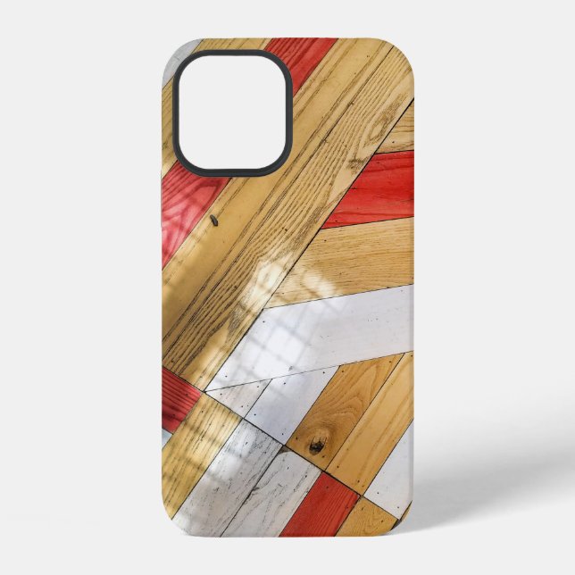 Funda Para iPhone Patrón de suelo de madera geométrica (Reverso )