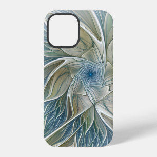 Funda Para iPhone 12 Pro Patrón de sueño floral abstracto azul caqui fracta