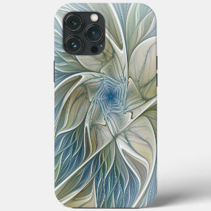 Funda Para iPhone 13 Pro Max Patrón de sueño floral abstracto azul caqui fracta