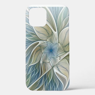 Funda Para iPhone 12 Patrón de sueño floral abstracto azul caqui fracta