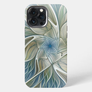 Funda Para iPhone 13 Pro Max Patrón de sueño floral abstracto azul caqui fracta