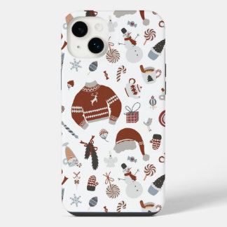 Funda Para iPhone 14 Plus Patrón de suéter de Navidades retro