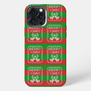 Funda Para iPhone 13 Pro Max Patrón de suéter feo campanas de cascabel Feliz Na
