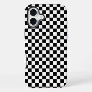 Funda Para iPhone 16 Plus Patrón de tablero de ajedrez en blanco y negro