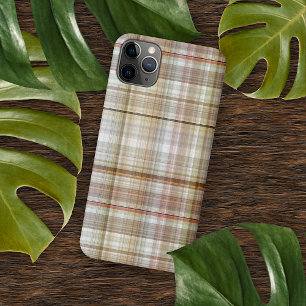 Funda Para iPhone 16 Pro Max Patrón de Tartán Beige Taupe Gris Marrón Oscuro
