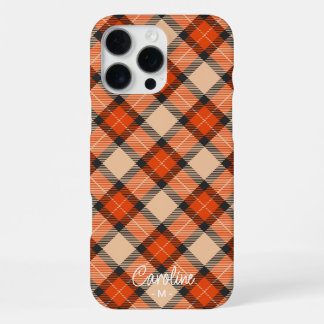 Funda Para iPhone 16 Pro Max Patrón de Tartán Personalizado de Calabaza de Otoñ