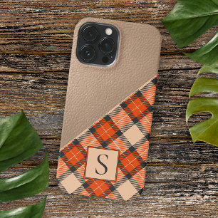 Funda Para iPhone 16 Pro Max Patrón de Tartán Personalizado de Calabaza de Otoñ