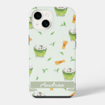 Patrón de té verde de espuma de gato Matcha