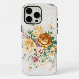 Funda Para iPhone 16 Pro Max Patrón de tela floral antiguo