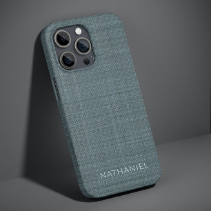 Funda Para iPhone 16 Pro Max Patrón de textura gris azul teal oscuro personaliz