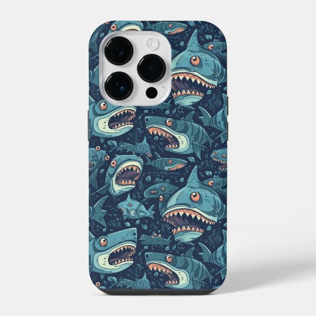 Funda Para iPhone Patrón de tiburones (Reverso )