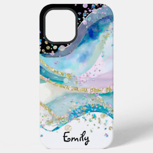Funda Para iPhone 12 Pro Max Patrón de tinta holográfica de alcohol azul claro