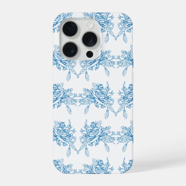 Funda Para iPhone Patrón de Toile Francés Azul (Reverso )