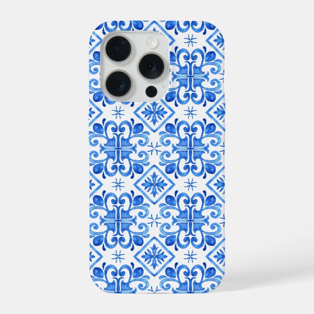 Funda Para iPhone Patrón de Toile Francés Azul (Reverso )