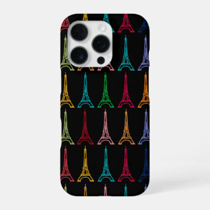 Funda Para iPhone 16 Pro patrón de torres eiffel de colores