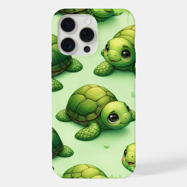 Funda Para iPhone Patrón de tortugas felices (Reverso )