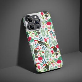 Funda Para iPhone 14 Pro Patrón de Toscanas y Flores Tropicales