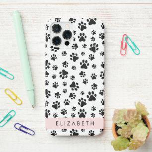 Funda Para iPhone 12 Pro Patrón de traza, garras de perro, negro y blanco,