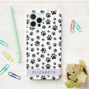 Funda Para iPhone 12 Pro Patrón de traza, garras de perro, negro y blanco,