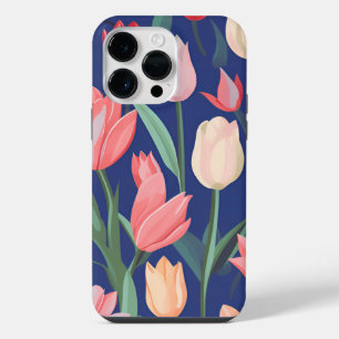 Funda Para iPhone 14 Pro Max Patrón de tulipanes.