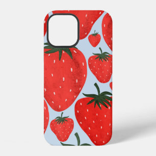 Funda Para iPhone 12 Patrón de verano con fresas aisladas sobre luz