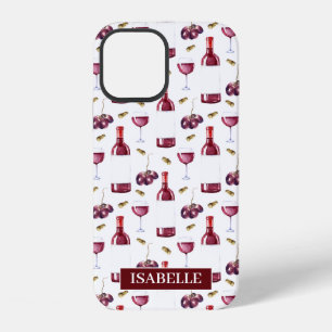 Funda Para iPhone 12 Patrón de Vino Tinto