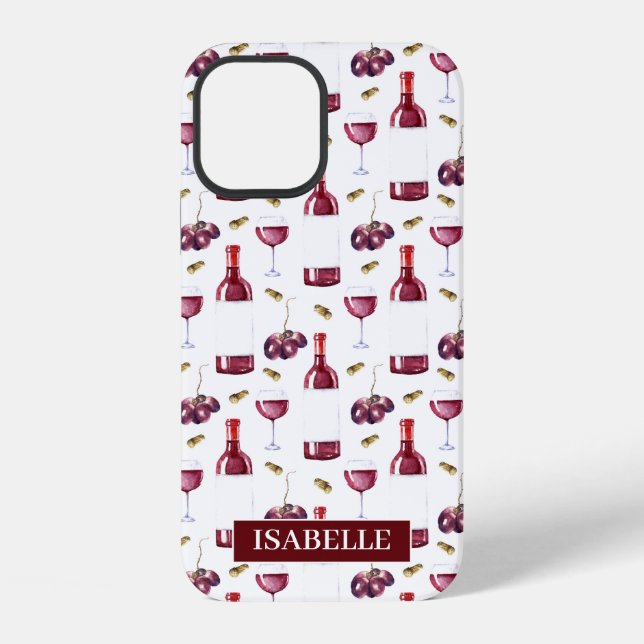 Funda Para iPhone Patrón de Vino Tinto (Reverso )