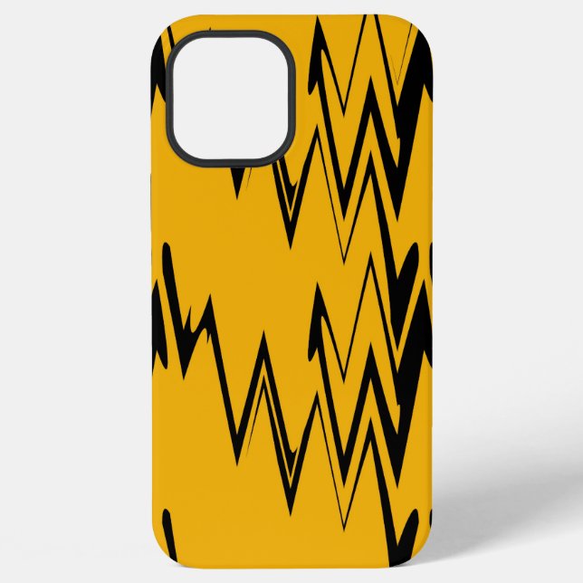 Funda Para iPhone Patrón de zigzag negro amarillo (Reverso )