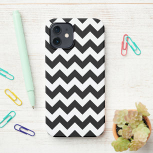 Funda Para iPhone 12 Patrón de zigzag negro y blanco, patrón de chevron
