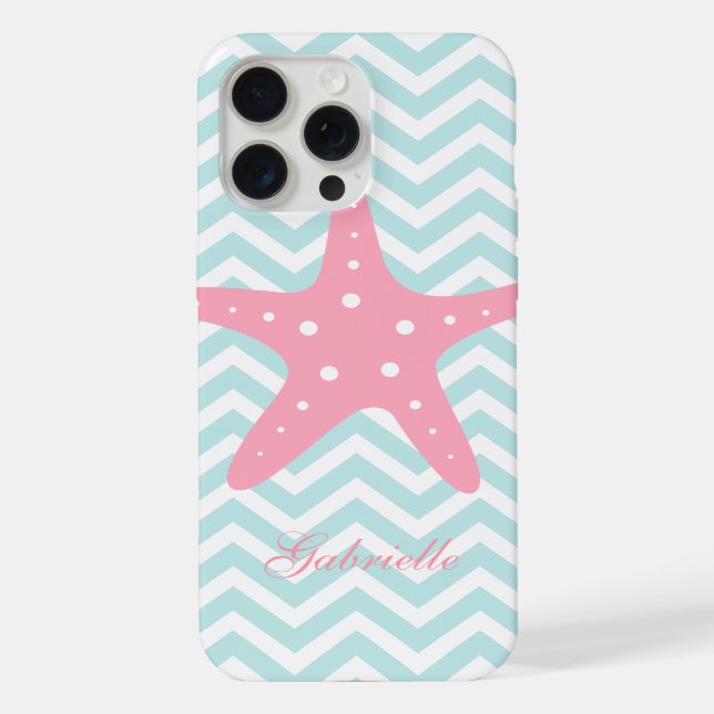 Funda Para iPhone Patrón de Zigzag rosa y de Mint (Reverso )