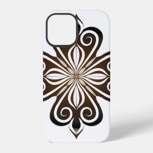 Funda Para iPhone 12 Patrón decorativo de motivo barroco marrón con Flo