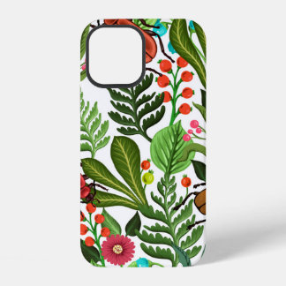 Funda Para iPhone 12 Patrón decorativo sin fisuras con plantas e insect