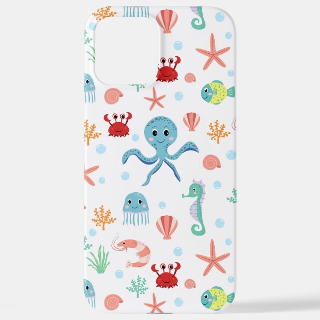 Funda Para iPhone Patrón del mundo marino (Reverso )