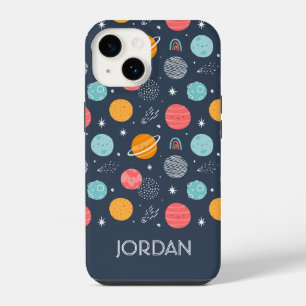 Funda Para iPhone 14 Patrón del planeta sonriente lindo