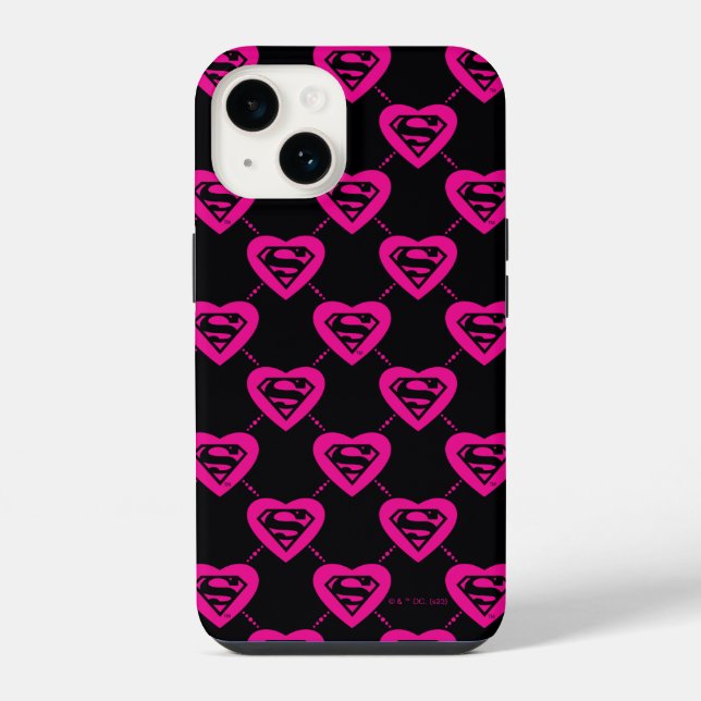 Funda Para iPhone Patrón diagonal del corazón superchica (Reverso )