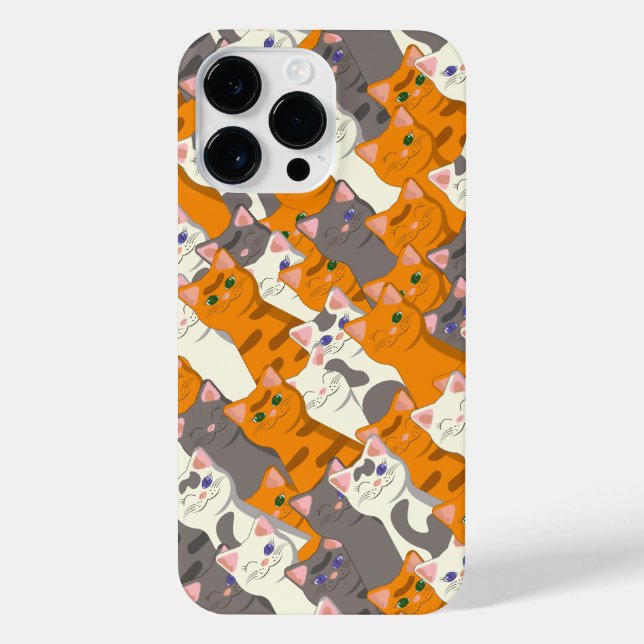 Funda Para iPhone Patrón diagonal del gato negro jengibre (Reverso)