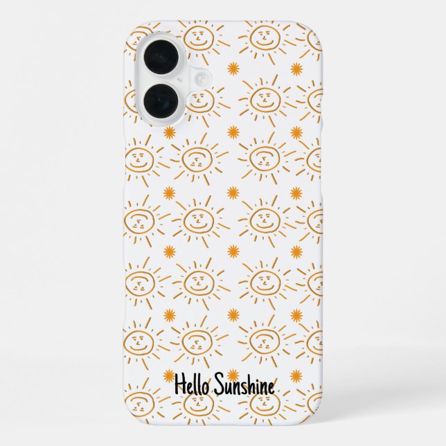 Funda Para iPhone Patrón divertido de cara de sol naranja personaliz (Reverso )
