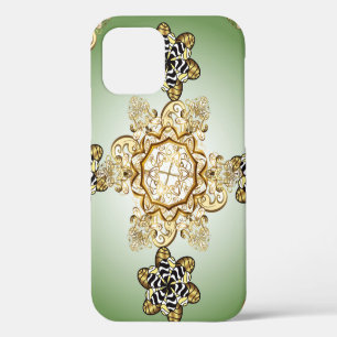 Funda Para iPhone 12 Patrón dorado clásico vintage sin fisuras. I