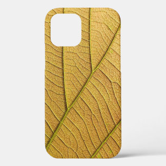 Funda Para iPhone 12 Patrón dorado de hojas amarillas por la mañana.