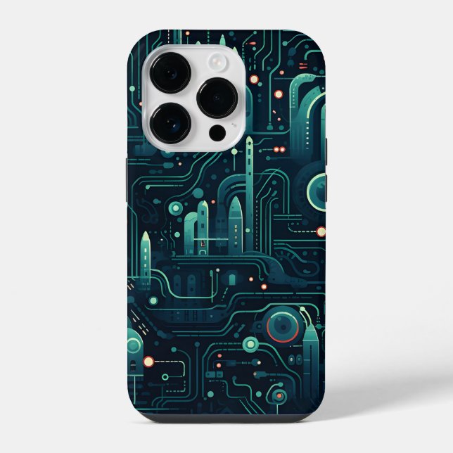 Funda Para iPhone Patrón electrónico oscuro de Sci-Fi (Reverso )