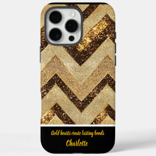 Funda Para iPhone 16 Pro Max Patrón elegante de chevron dorado