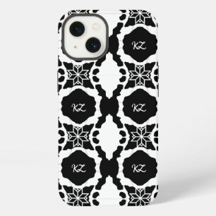 Patrón elegante de monograma blanco y negro
