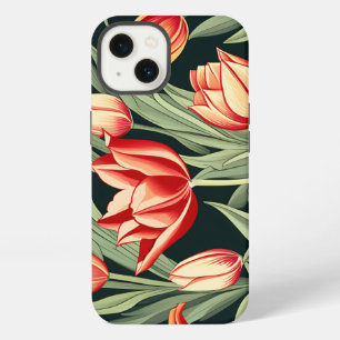 Patrón Elegante De Tulipanes En Negrita