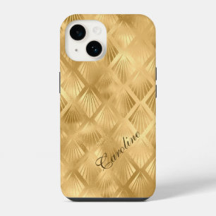 Funda Para iPhone 14 Patrón elegante geométrico de oro exótico