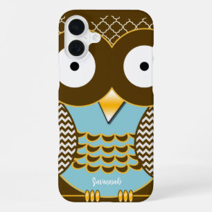 Funda Para iPhone 16 Plus Patrón en zig zag morisco de búho lindo, elige tu