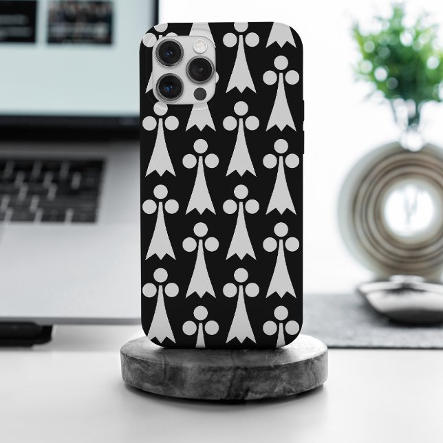 Funda Para iPhone Patrón Ermine, patrón medieval, blanco sobre negro (Subido por el creador)