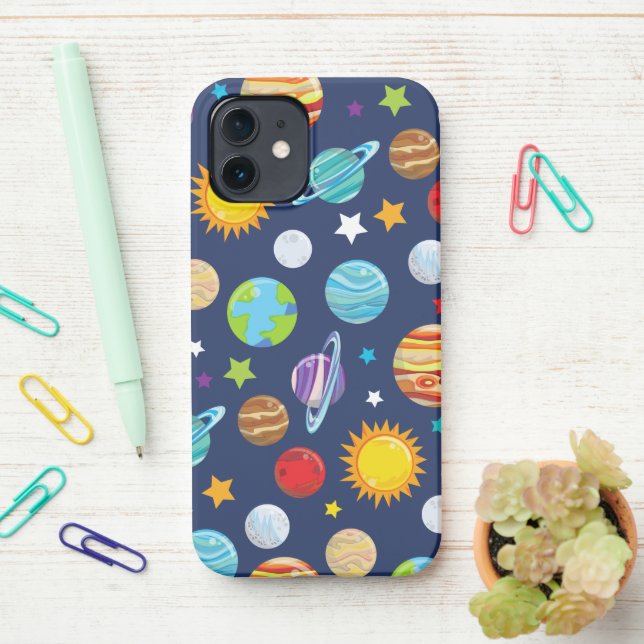 Funda Para iPhone Patrón espacial, planetas, estrellas, cosmos, gala (En el escritorio)