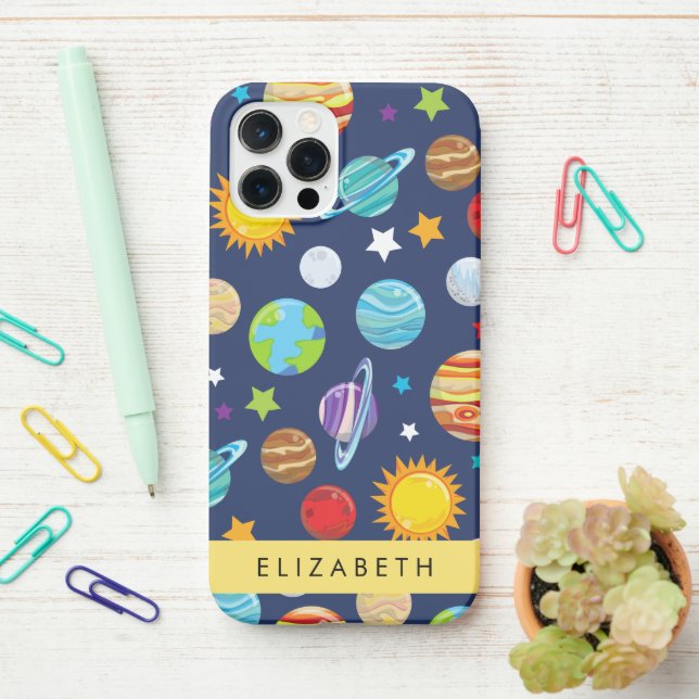 Funda Para iPhone Patrón espacial, planetas, estrellas, cosmos, tu n (En el escritorio)