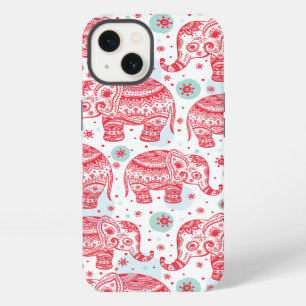 Patrón étnico de elefante rojo
